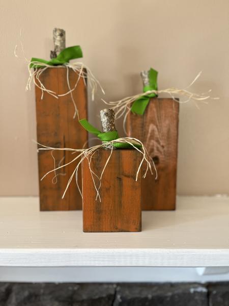 Rustic Orange Block Wood Pumpkins picture