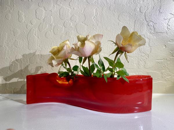 Red glass short  Bud Vase