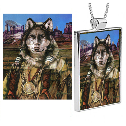 Navajo Shapeshifter-Wolf Pendant with Chain picture