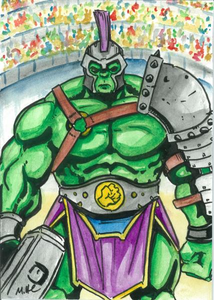 5x7 water color. Gladiator Hulk picture