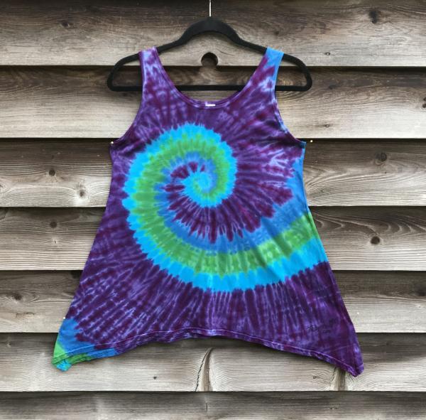 SIZE SMALL Blues and Purple Spiral Asymmetrical Tank Tunic picture