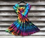 SIZE MEDIUM Rainbow and Black Spiral Twisted Front Dress