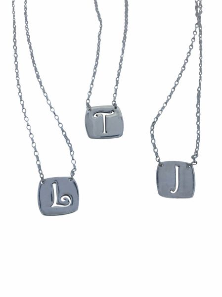 Fine Silver Necklace - Cut Out Initial picture