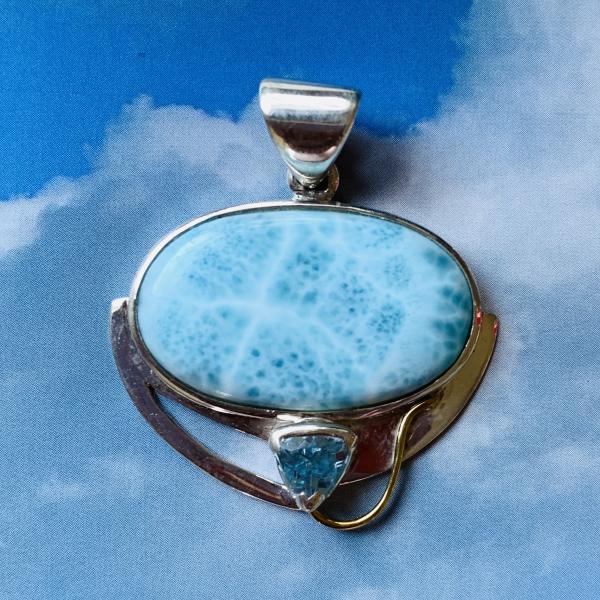 Sold - Larimar and Swiss Blue Topaz pendant picture