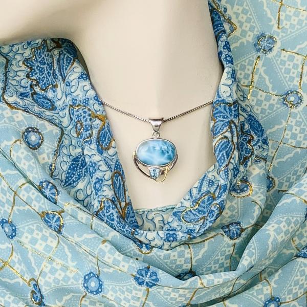 Sold - Larimar and Swiss Blue Topaz pendant picture