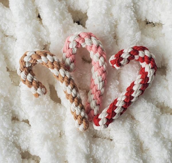 Mini Macrame Candy Cane Ornaments