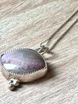 Flower of peach agate pendant, eye shaped stone pendant, gray and pink pendant, delicate agate pendan.