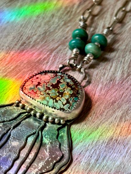 Treasure Mountain turquoise jellyfish pendant, great gift for her birthday, turquoise jellyfish necklace, silver jellyfish necklace picture