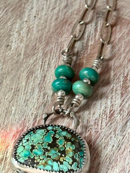 Treasure Mountain turquoise jellyfish pendant, great gift for her birthday, turquoise jellyfish necklace, silver jellyfish necklace picture