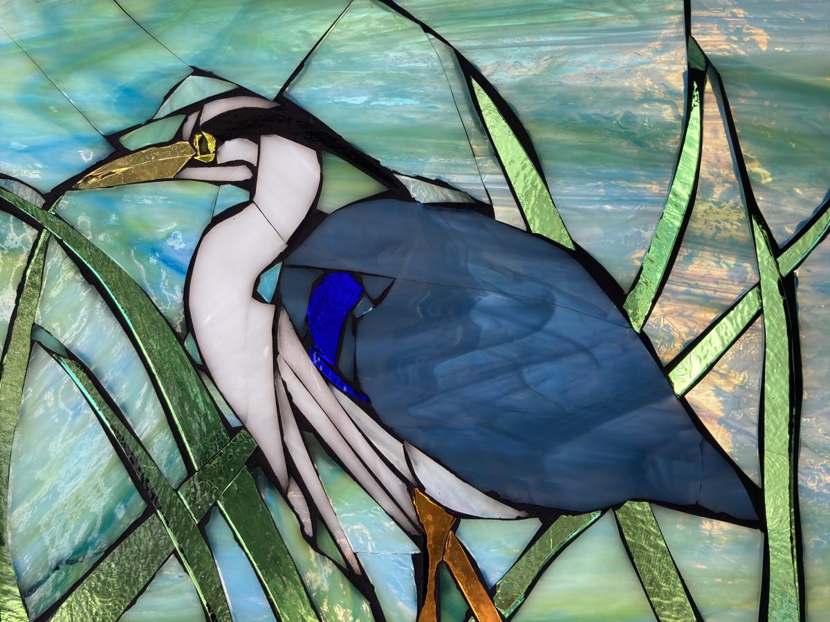 Great Blue Heron Stained Glass Suncatcher Mosaic - Eventeny