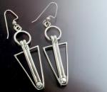 Long Triangle Silver Earrings