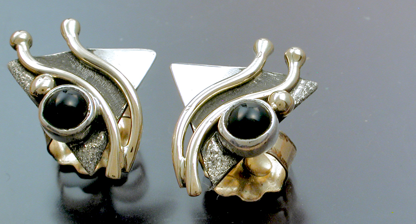 Triangle Post Black Onyx Earrings picture