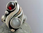 Garnet & Grey Moonstone Ring