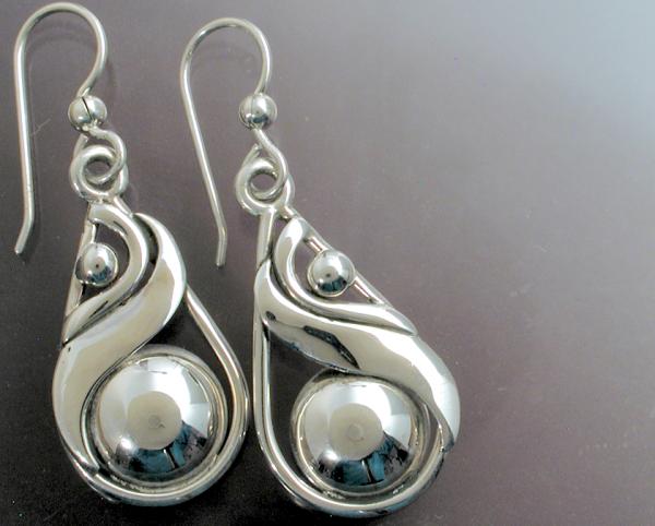 Silver Dome & Shape Earrings