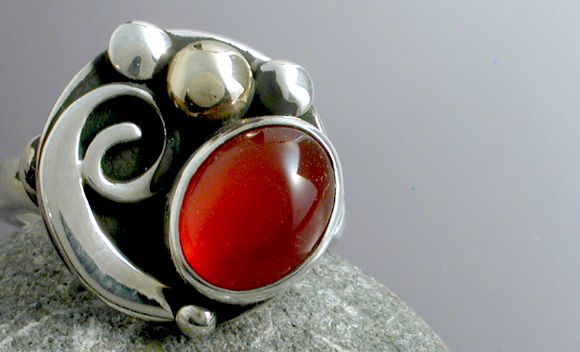 Carnelian Ring with Spiral