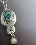 Silver & Gold Pendant with Abalone & Pearl