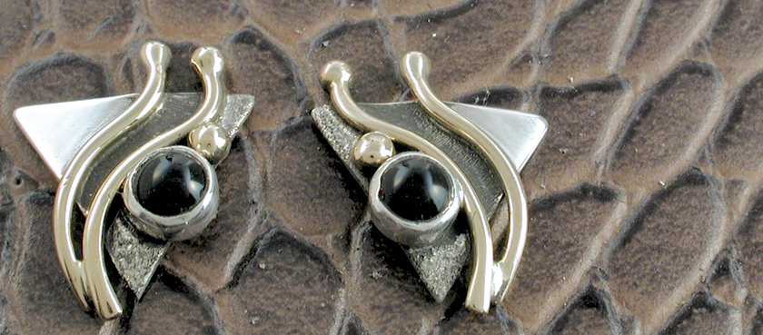 Triangle Post Black Onyx Earrings