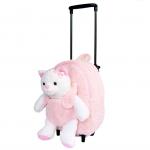 Roller Bag Kids Rolling Backpack Luggage with Removable Plush Stuffed Animal Kitty Cat