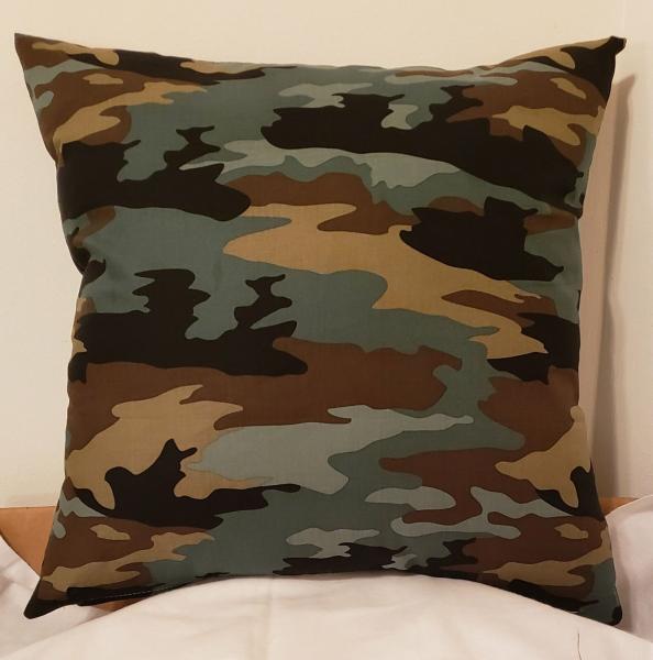 Black, Green, Tan Camouflaged Decorative Pillow - 18" x 18" Pillow Insert Included