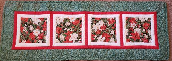 Colorful Poinsettia Christmas Table Runner - 18" x 51"