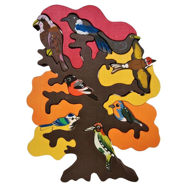 Fall European Bird Tree Puzzle picture