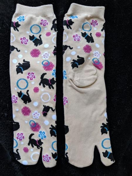 Beige Black Cat Tabi Socks picture