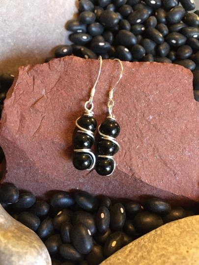 Earrings - Obsidian Stack on Sterling Earrings - Dangle Earrings - Jewelry with Meaning - Grounding and Shielding from Negativity