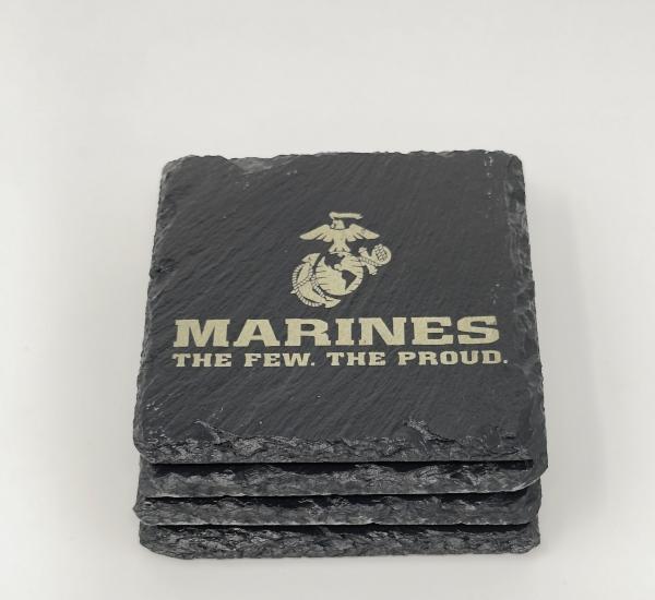 Military Slate Coaster Set; Marines, Navy, Air Force, Army, Custom picture