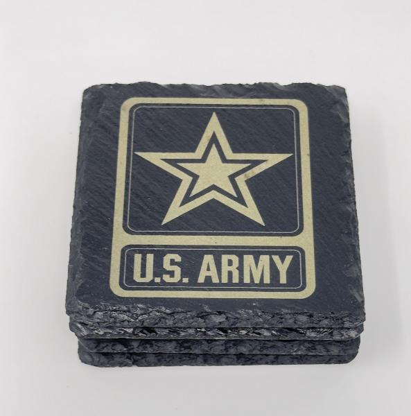 Military Slate Coaster Set; Marines, Navy, Air Force, Army, Custom picture