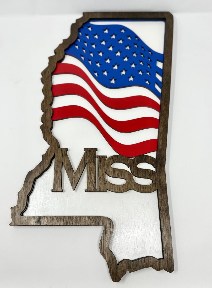 Mississippi Flag Sign State Wood Sign with Flag Sign for State Wall ...