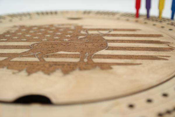 Deer with Flag Custom Cribbage Board With Name, Cribbage Board Pegs, Engraved Hunting Flag Cribbage Board With Storage picture