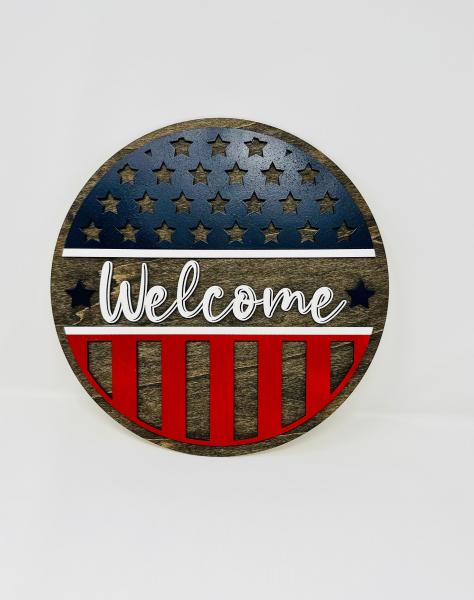 Patriotic Welcome Sign, USA Welcome Sign, 4th of July, Veterans Welcome, Sign Red White Blue Welcome Sign, Independence Day Welcome sign picture