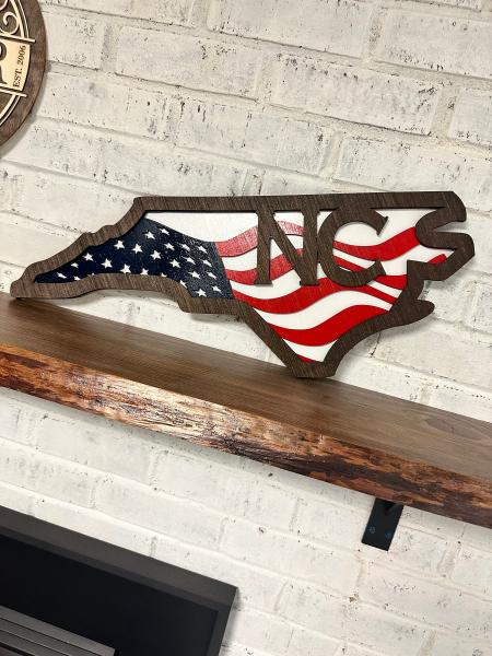 North Carolina Flag Sign State Wood Sign with Flag Sign for State Wall Decor Engraved State Sign Mancave Sign USA State Sign Every State USA picture