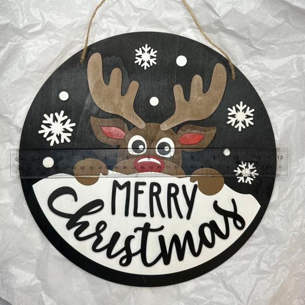 Merry Christmas Rudolph Welcome Sign, Christmas Door Sign, Christmas Welcome Sign, Holiday Welcome Sign picture