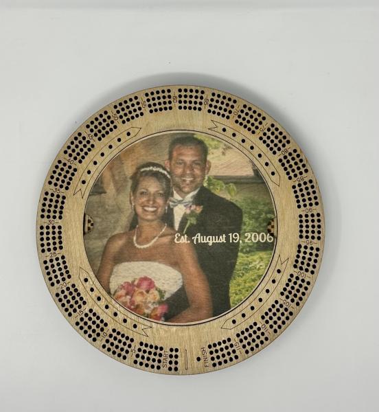 Photo Cribbage Board, Personalized Cribbage Board, Wedding Gift, Game, Anniversary Cribbage Board Color Cribbage Board Pegs, Storage Lid picture