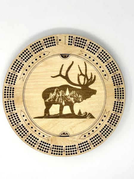 Custom Cribbage Board, Moose Cribbage Board, Mountains Hunting Cribbage Board, Montana Cribbage Board, Wisconsin Cribbage Board, with Pegs picture