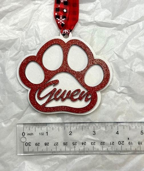 Personalized Pet Ornaments, Pet Name Ornament, Paw Ornament, Dog Ornament, Cat ornament, Pet Christmas ornament picture