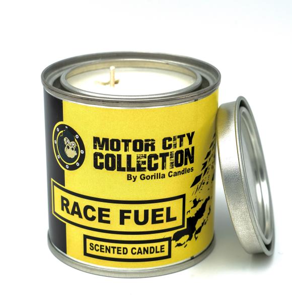 Race Fuel Scented Candle - Car Guy Themed Candles - Motor City Candles, 8 ounce Soy Wax Paint Can Candle Race Gas, Hi Octane picture