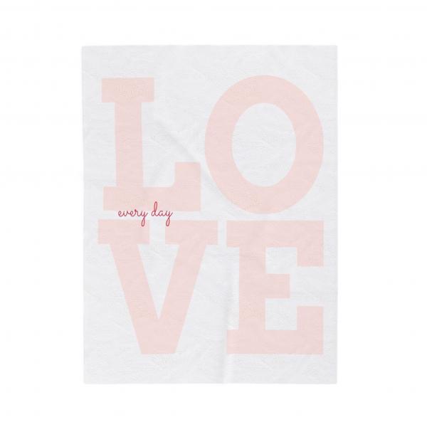 Love Everyday White Velveteen Throw Blanket - Cozy Home Decor picture