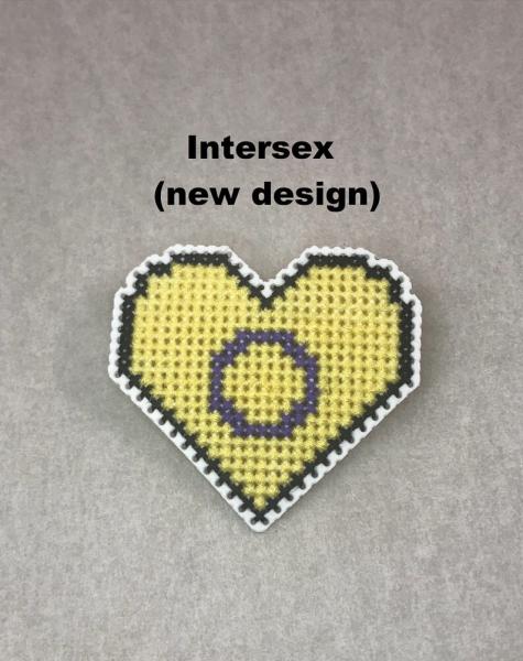 Intersex Cross Stitch Heart Pin picture