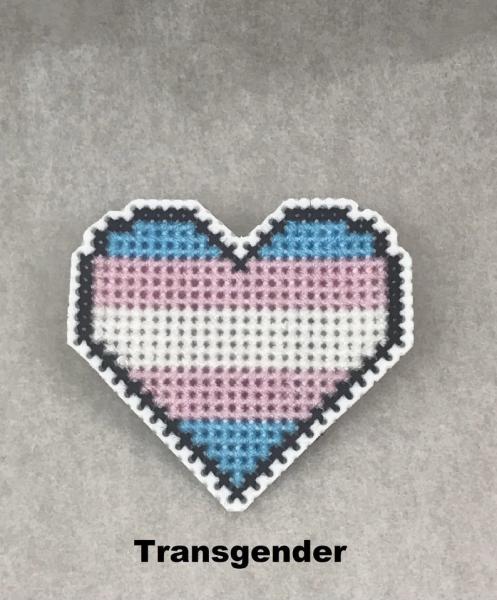 Transgender Cross Stitch Heart Pin picture