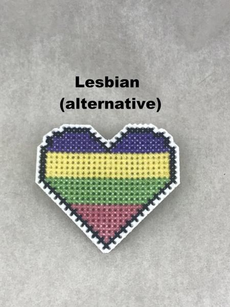 Lesbian Cross Stitch Heart Pin 2 picture