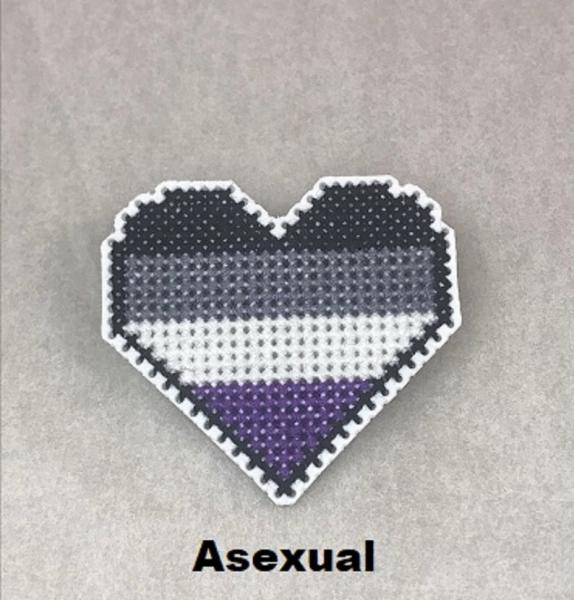 Asexual Cross Stitch Heart Pin picture