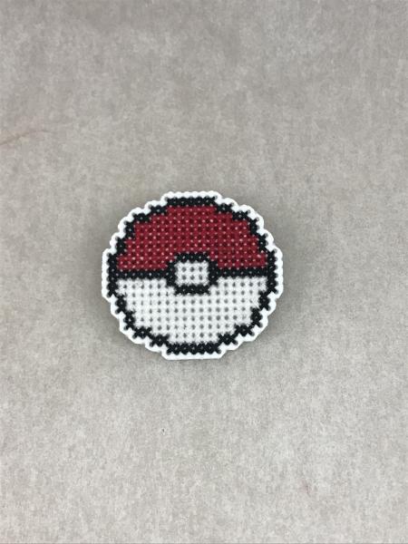 Poke Ball Cross Stitch Pin picture
