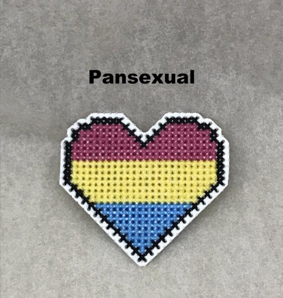 Pansexual Cross Stitch Heart Pin picture