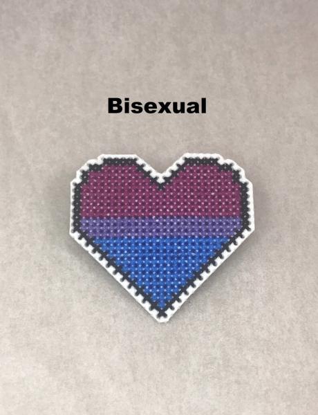 Bisexual Cross Stitch Heart Pin picture