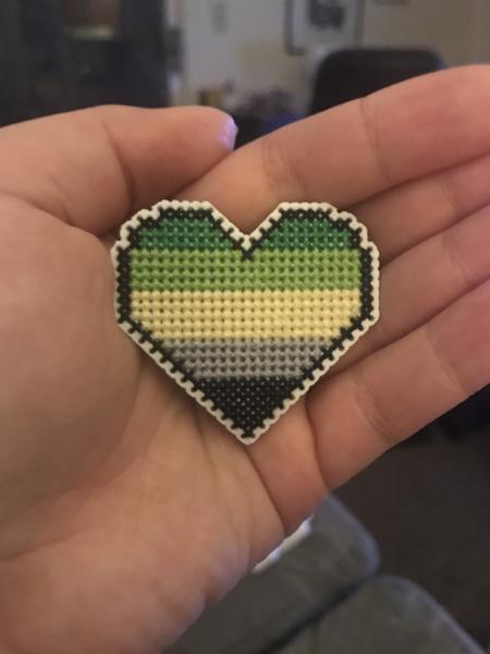 Aromantic Cross Stitch Heart Pin picture
