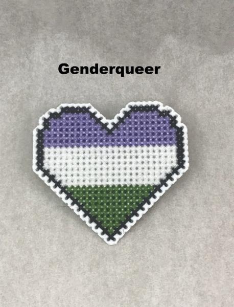 Genderqueer Cross Stitch Heart Pin picture