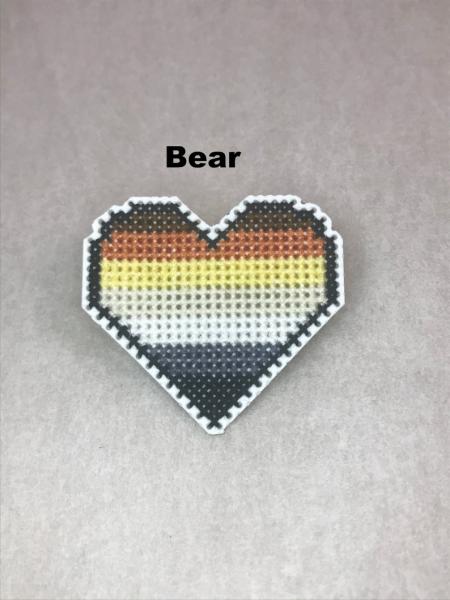 Bear Cross Stitch Heart Pin picture