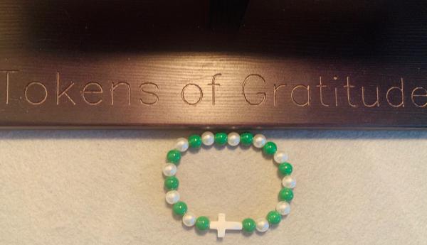 St. Patrick's Day Beaded Bracelet with Cross